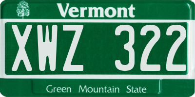 VT license plate XWZ322
