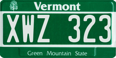 VT license plate XWZ323