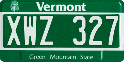 VT license plate XWZ327