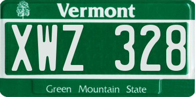 VT license plate XWZ328