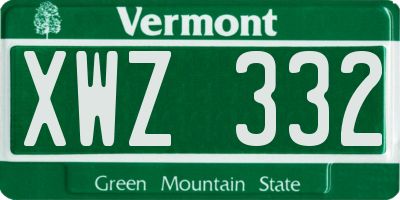 VT license plate XWZ332