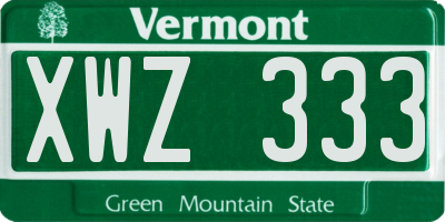 VT license plate XWZ333