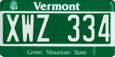 VT license plate XWZ334