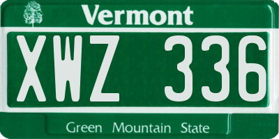 VT license plate XWZ336