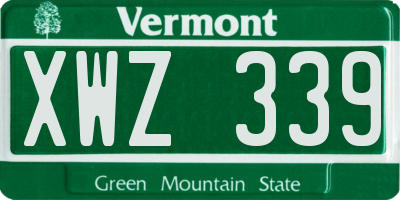 VT license plate XWZ339