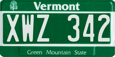 VT license plate XWZ342