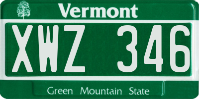 VT license plate XWZ346