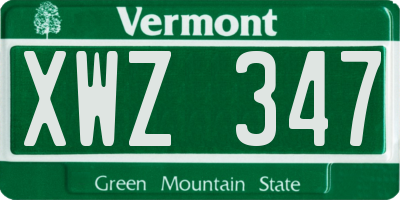 VT license plate XWZ347