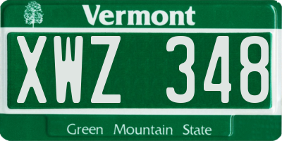 VT license plate XWZ348