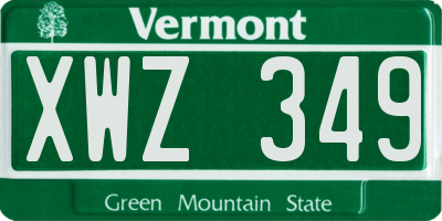 VT license plate XWZ349