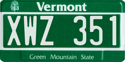 VT license plate XWZ351