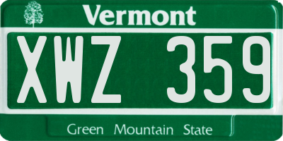 VT license plate XWZ359