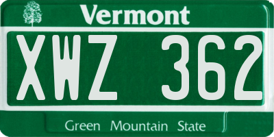 VT license plate XWZ362