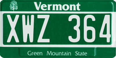 VT license plate XWZ364