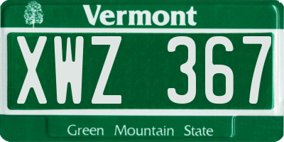 VT license plate XWZ367
