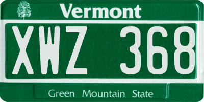 VT license plate XWZ368