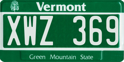 VT license plate XWZ369