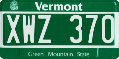 VT license plate XWZ370