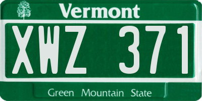 VT license plate XWZ371