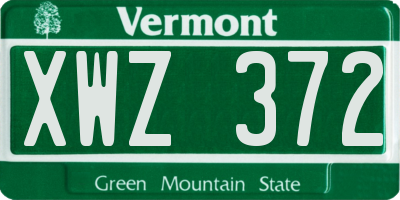 VT license plate XWZ372