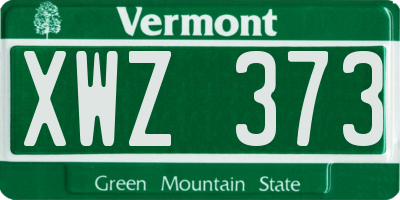 VT license plate XWZ373