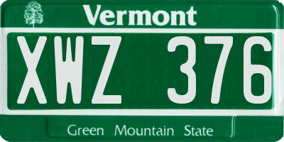 VT license plate XWZ376