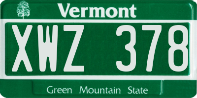 VT license plate XWZ378