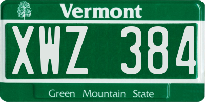 VT license plate XWZ384