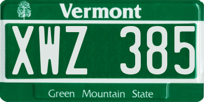 VT license plate XWZ385