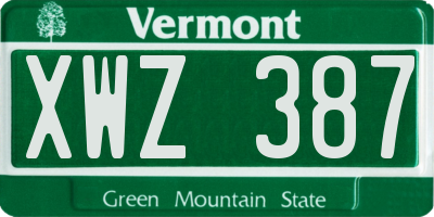VT license plate XWZ387