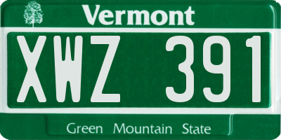 VT license plate XWZ391