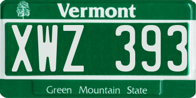 VT license plate XWZ393