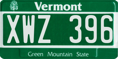 VT license plate XWZ396