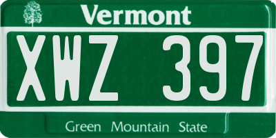 VT license plate XWZ397