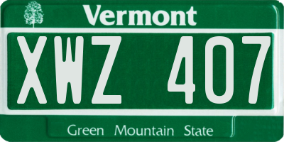 VT license plate XWZ407