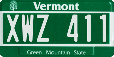 VT license plate XWZ411