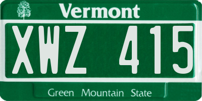 VT license plate XWZ415