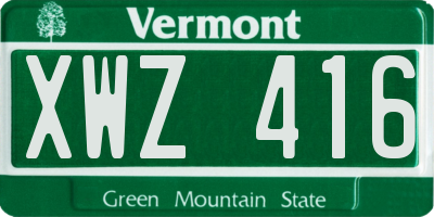 VT license plate XWZ416