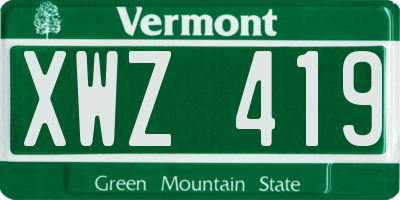VT license plate XWZ419