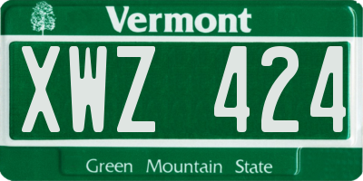VT license plate XWZ424