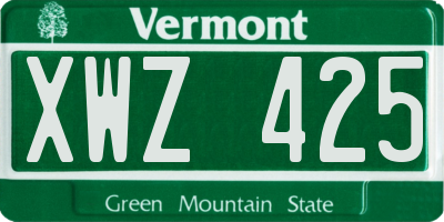 VT license plate XWZ425