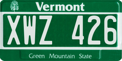 VT license plate XWZ426