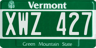 VT license plate XWZ427