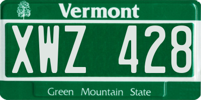 VT license plate XWZ428
