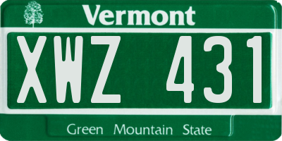VT license plate XWZ431