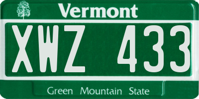 VT license plate XWZ433