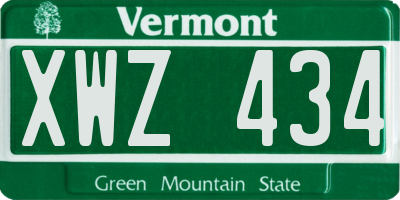 VT license plate XWZ434