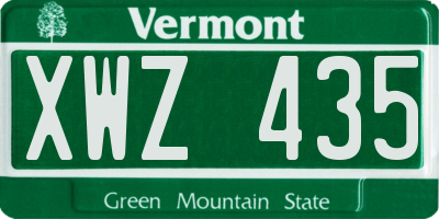 VT license plate XWZ435