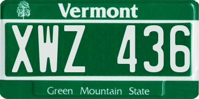 VT license plate XWZ436