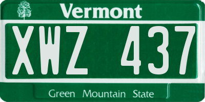 VT license plate XWZ437
